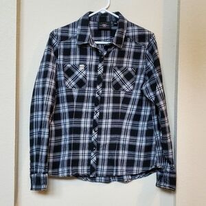 Harley Davidson Plaid Button Down Shirt Size L